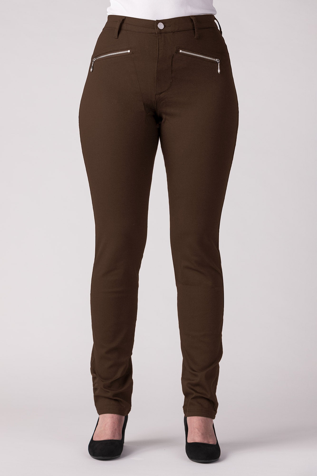 15628-430-60 / Slim, High Waist - Brown