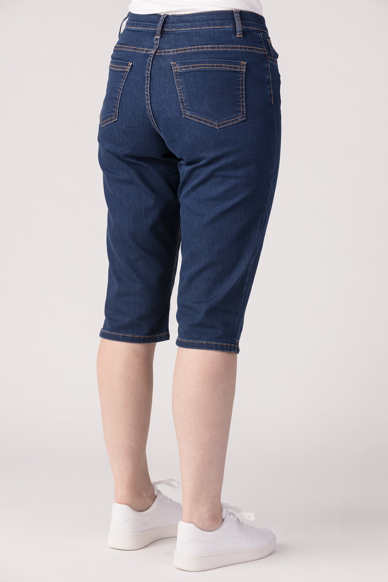 15661-432-28 / Shorts, Slim, Høj Talje - Mørk denim