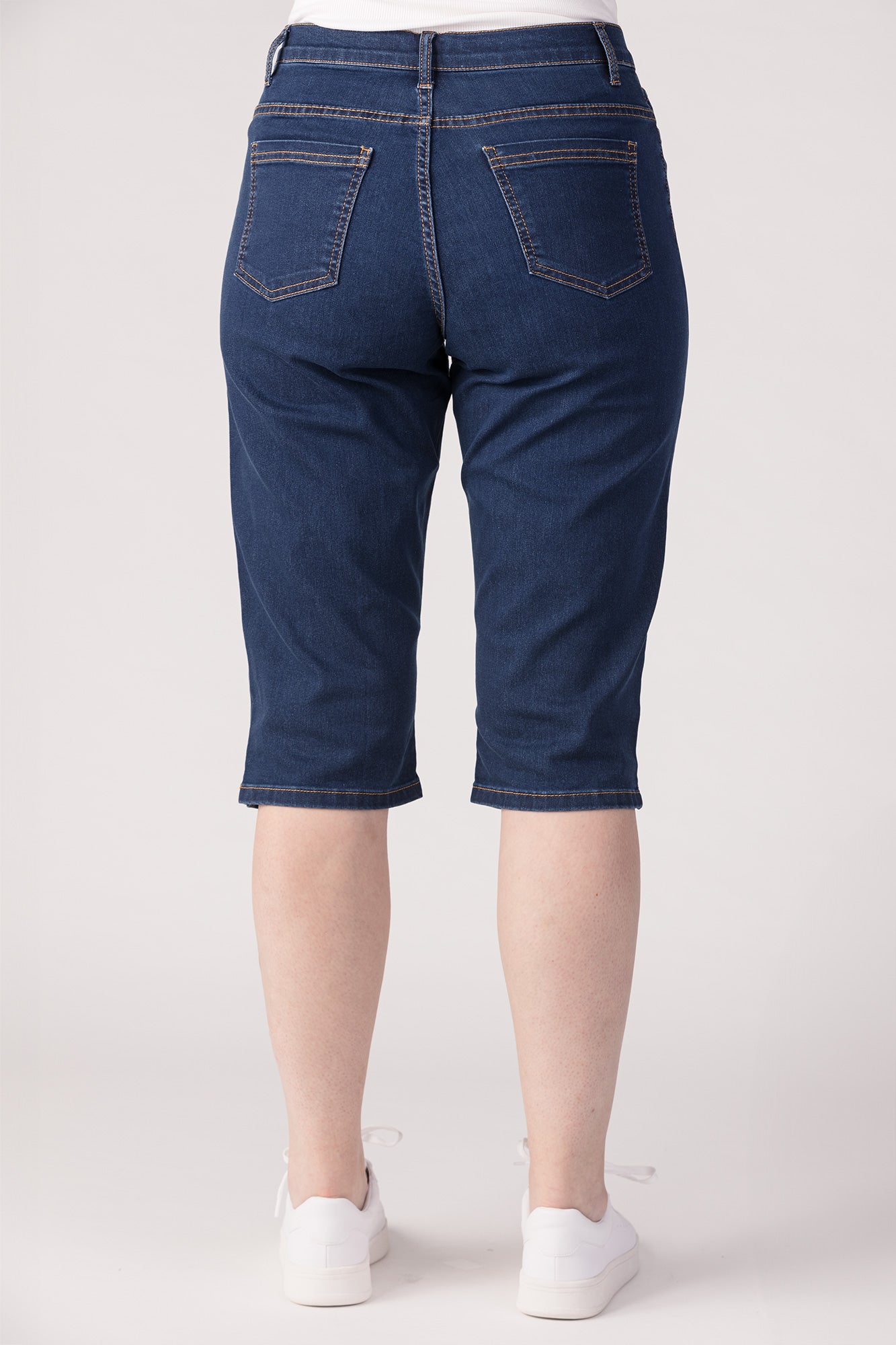 15661-432-28 / Shorts, Slim, Høj Talje - Mørk denim