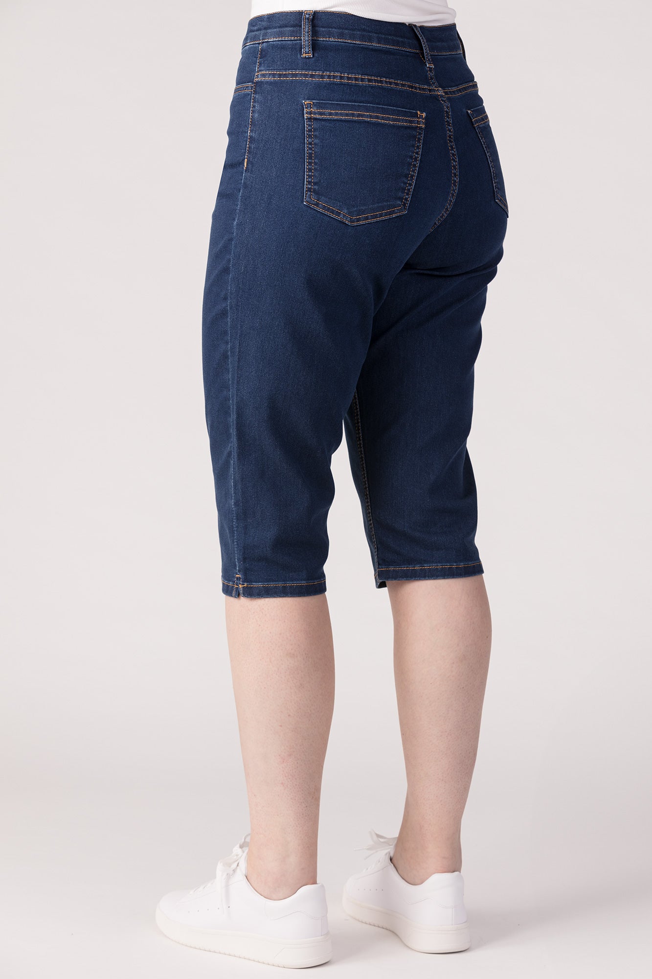 15661-432-28 / Shorts, Slim, Høj Talje - Mørk denim