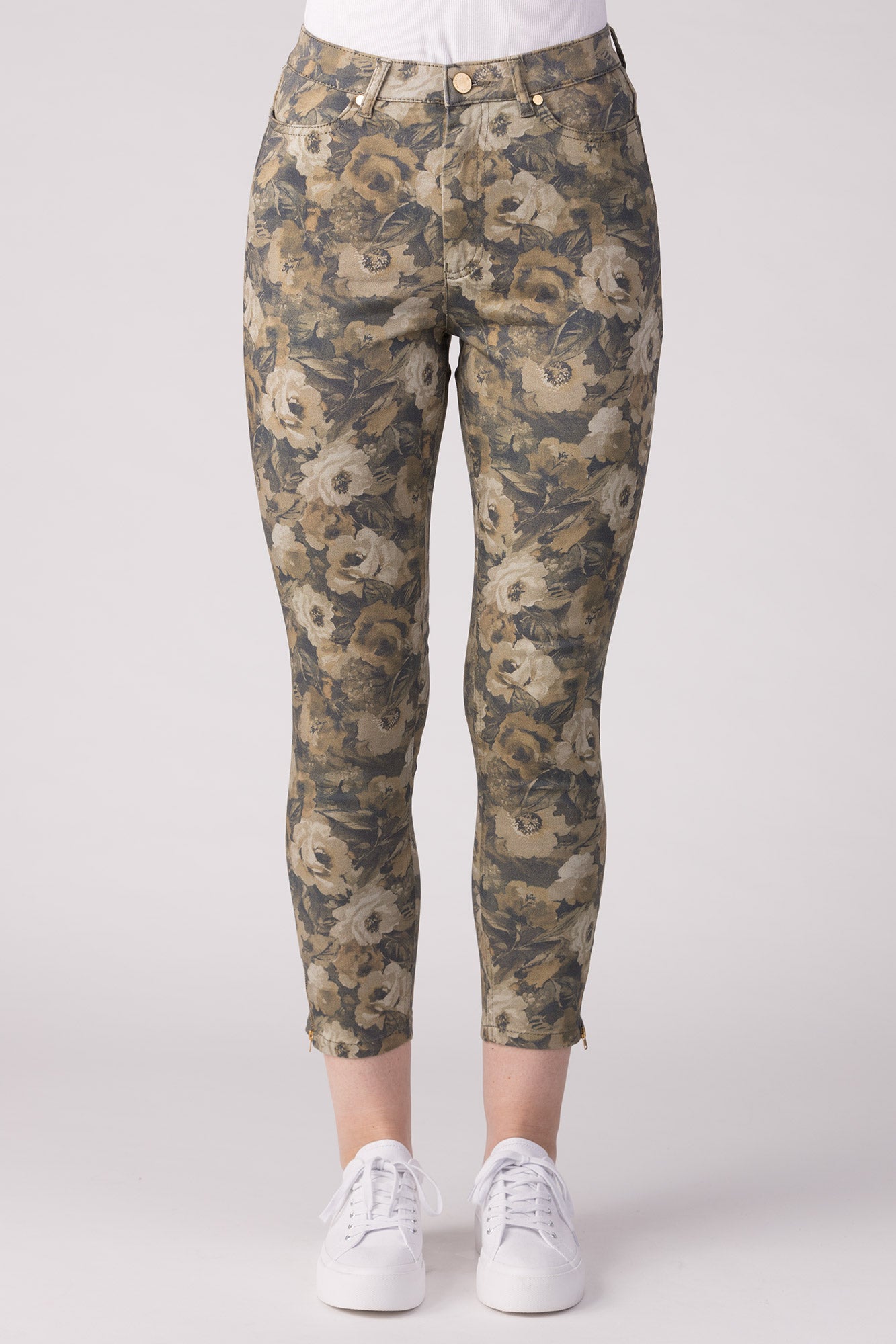 15640-440-40 / Super Slim Ankel - Blomster Mørk