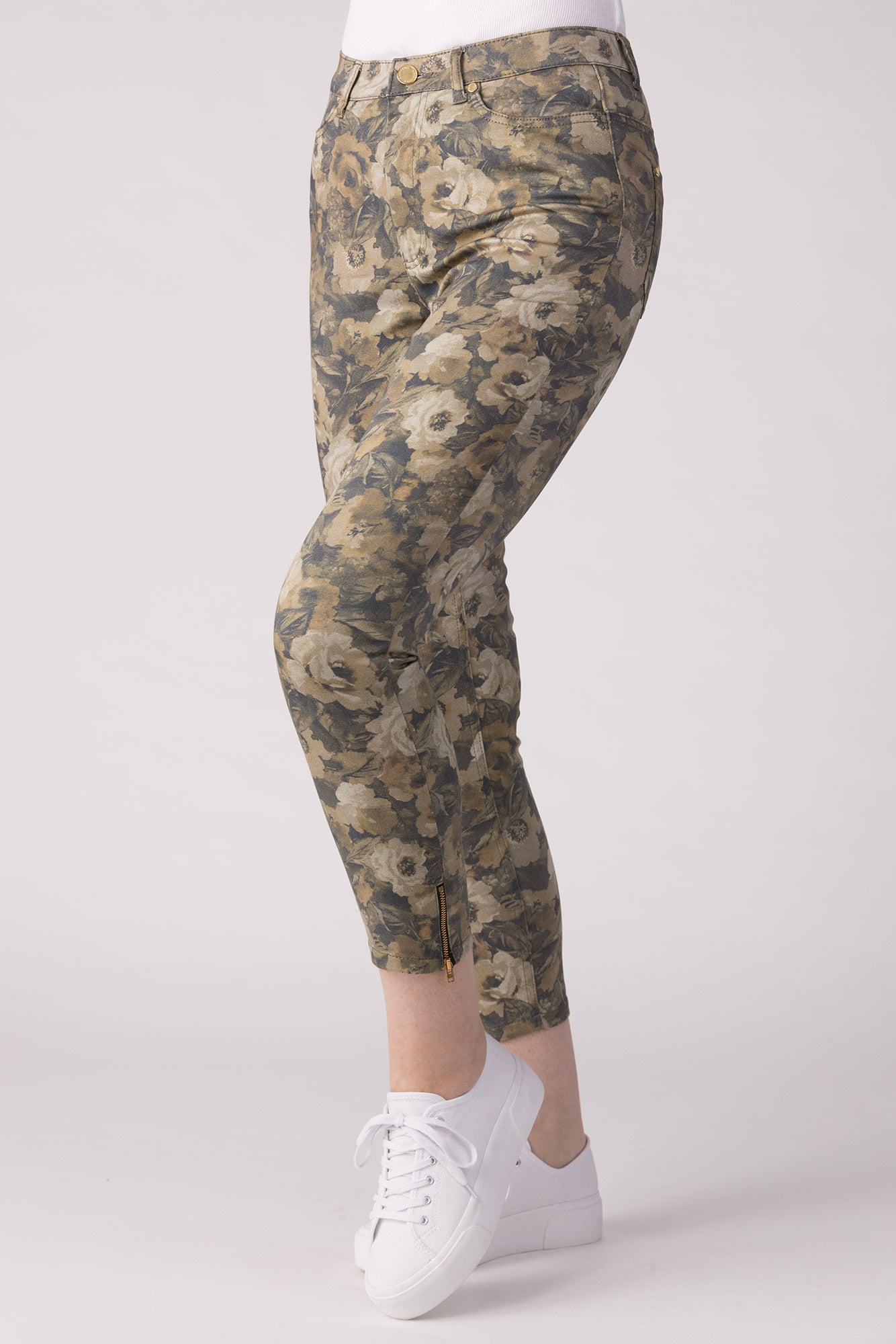 15640-440-40 / Super Slim Ankel - Blomster Mørk