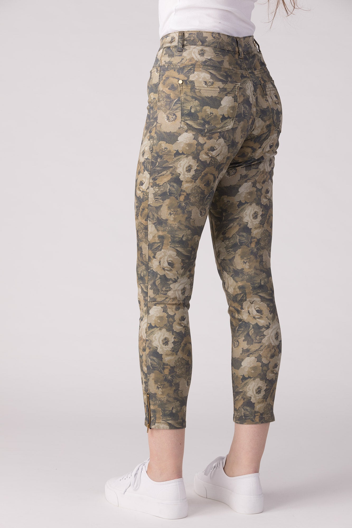 15640-440-40 / Super Slim Ankel - Blomster Mørk
