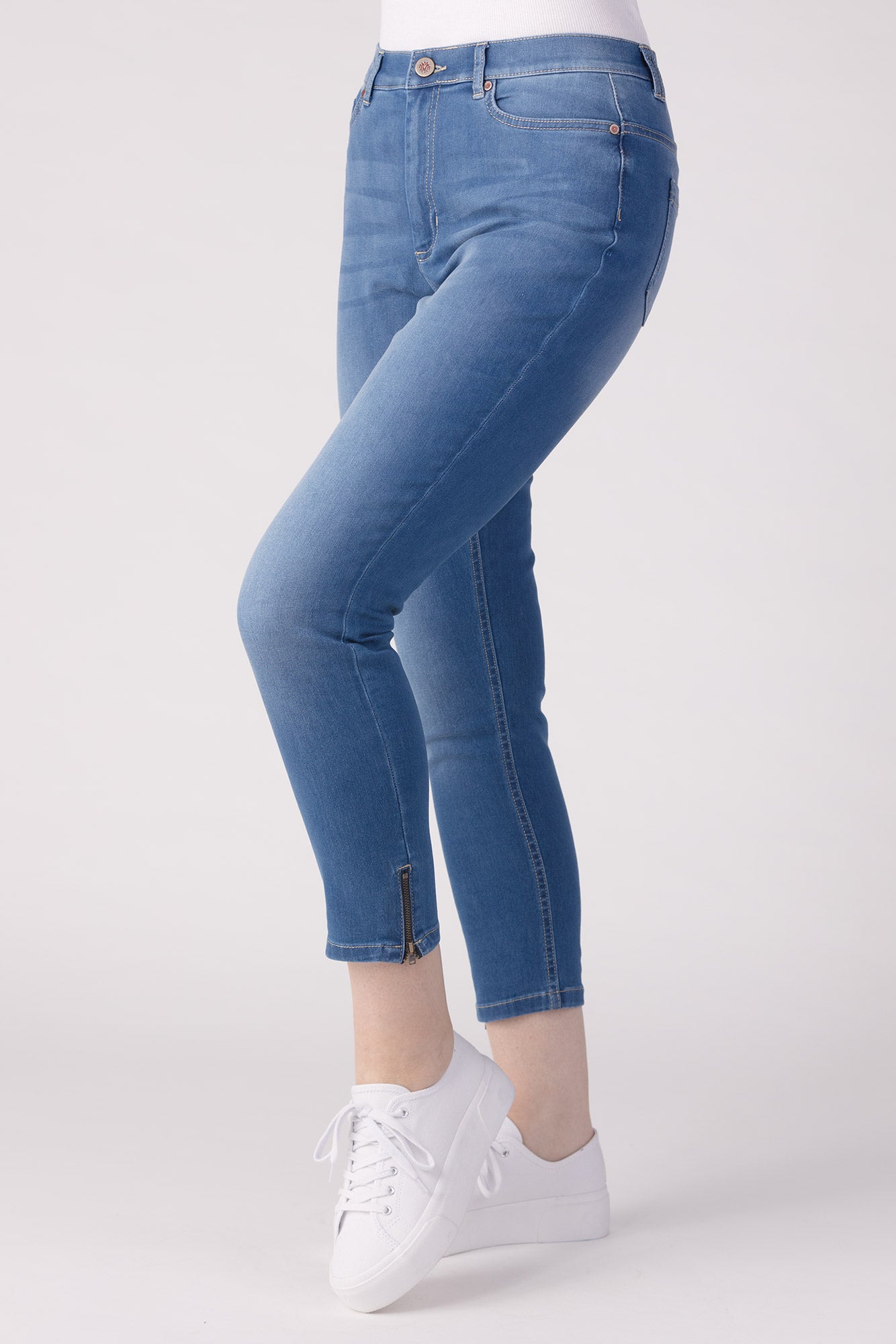 15651-432-21 / Super Slim Ankel, Høj Talje - Lys Denim