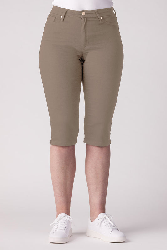 15661-431-47/ Shorts, Slim, Høj Talje - Khaki