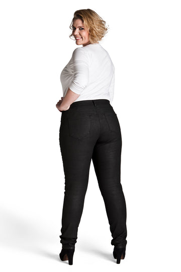 15639-439-09 / Slim, Høj Talje - Sort Coated